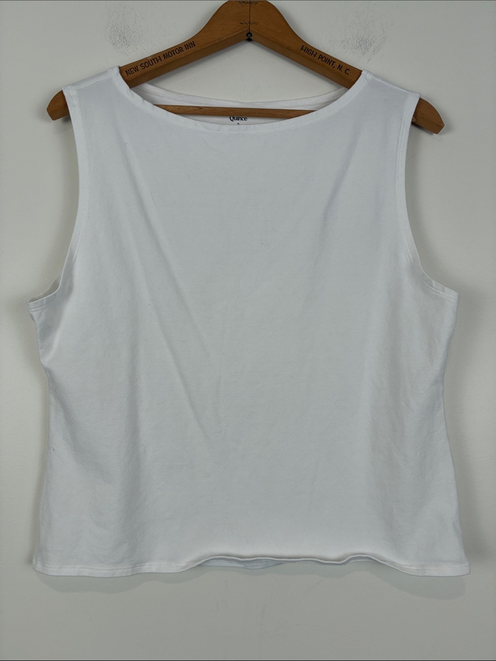 Quince White Women's XL Tank Top Organic Cotton High Neck Stretch Sleeveless